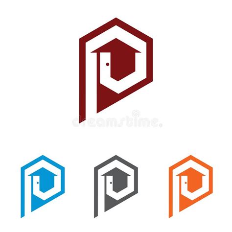 P Letter Abstract House Pin Real Estate Logo Icon Stock Vector