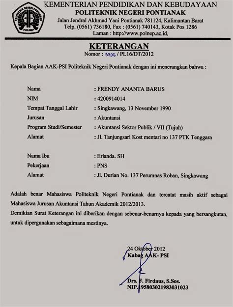 Surat Keterangan Aktif Kegiatan Organisasi April 2015 Berbagi Informasi