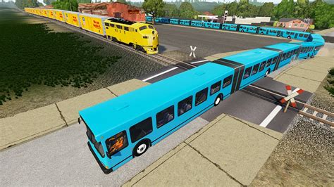 Long Articulated Bus Accident On Railway 7 Beamng Drive Youtube