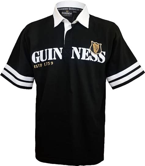 Guinness Official Merchandise 1759 Short Sleeve Rugby Mens Shirt Black