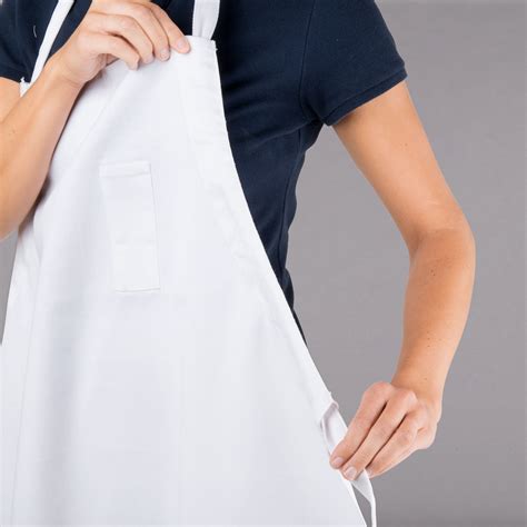 Chef Revival White Poly Cotton Customizable Bib Apron With 1 Pocket 34l X 29w