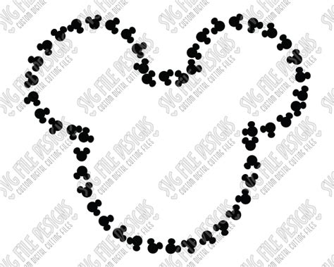 Mickey Mouse Head Outline Svg Cut File Set With Eps Dxf Jpeg Png