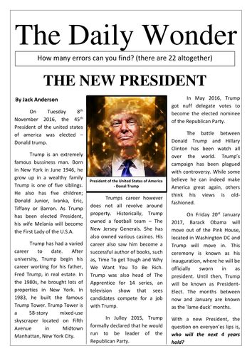 I have to read the summary and have an idea of the fact, it's a kind of meta description tag. Trump informative newspaper article and activity - pupils spot the errors | Teaching Resources