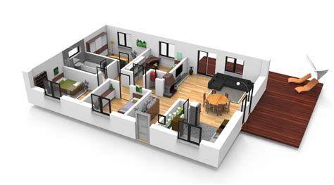 5 Room Bungalow With Rectangular Floor Plan Ceramic Houses