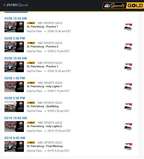 Maybe you would like to learn more about one of these? NBC Sports Gold finally has live coverage info up : INDYCAR
