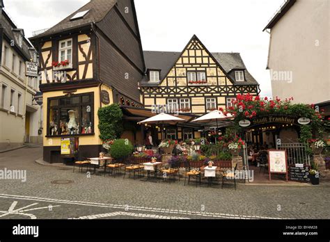 Traditional German Restaurant In Rudesheim In Germany Stock Photo