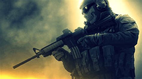 Hd Wallpaper Guns Soldier Call Of Duty Modern Warfare Ghosts Depth Of