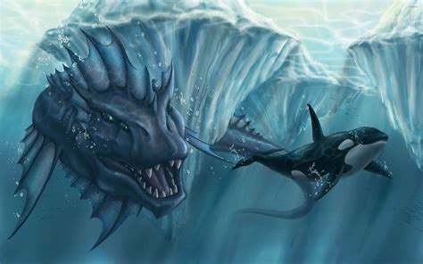 Aquatic Creature Chasing An Orca Wallpaper Fantasy Wallpapers 33912