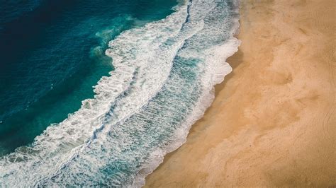 Landscape Nature Beach Sea Waves Sand Aerial View Coast
