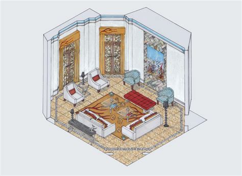 Superior this progressive living room interior design throws out the traditional yellows and oranges of miami this design relies on a deep indigo wall color that draws special attention to paintings. House Isometric View | Joy Studio Design Gallery - Best Design