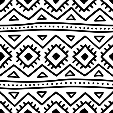 无缝的民族模式 手工 水平条 黑白可爱的纺织品印花 矢量插图 向量例证 插画 包括有 装饰 方式 177032532