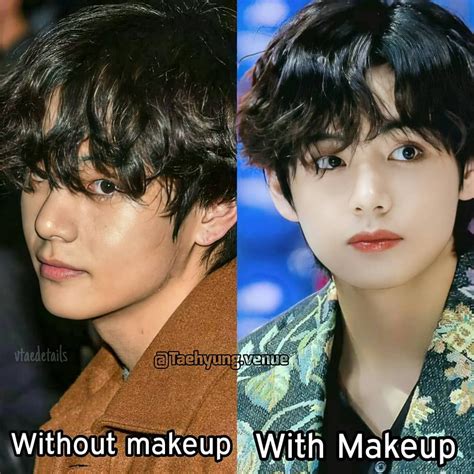 Kim Taehyung V On Instagram Without Makeup With Makeup They Look Handsome Even Without