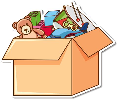 A Box Full Of Kid Toys In Sticker Style 2970394 Vector Art At Vecteezy