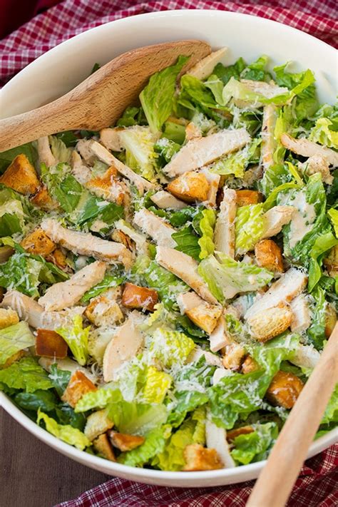 Chicken Caesar Salad With Garlic Croutons {and Light Caesar Dressing