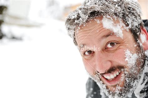 Man In Snow Face Closeup Fun Royalty Free Stock Image Storyblocks