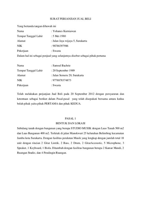 Gunung kidul, 26 maret 1992 pekerjaan : Contoh Surat Perjanjian Jual Beli Motor Malaysia ...