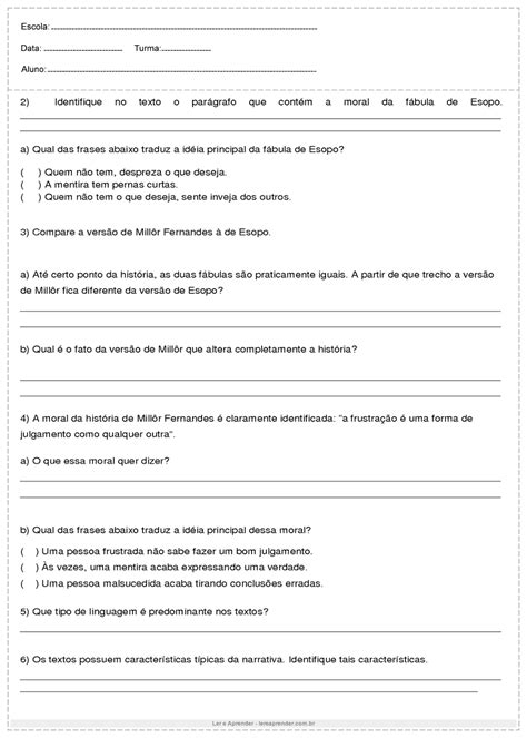 Atividade De Interpretacao De Texto 7 Ano