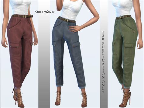 The Sims Resource Womens Cargo Pants With Slim Belt