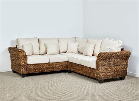 Rattan Conservatory Corner Sofa In Oatmeal Kingston Abaca 161cm X