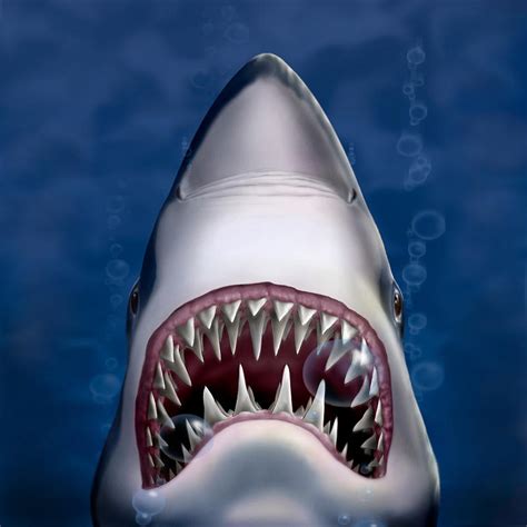 Jaws Great White Shark Art Square Format Digital Art By Walt Curlee