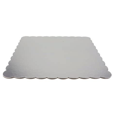 Ocreme Silver Scalloped Square Cake Board 9 78 X 332 Thick Case Of