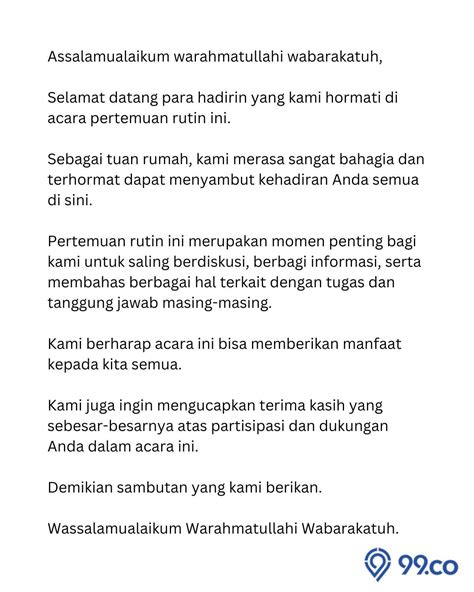 Contoh Kata Sambutan Tuan Rumah Yang Simpel