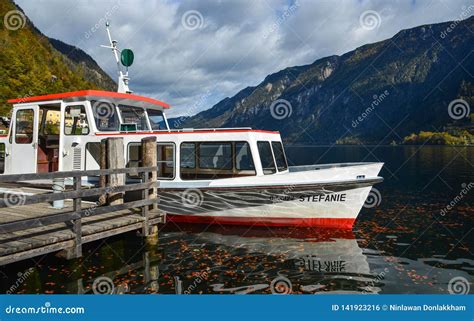 Touristic Ship On Hallstatt Lake Austria Editorial Photo Image Of