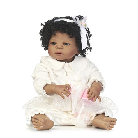 22 Full Body Silicone African American Baby Girl Doll Black Doll Bebe