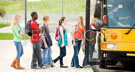 School Bus Line Of Students Boarding Bus Sean Locke Photography Shop