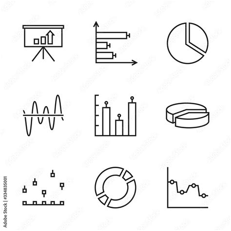 Set Of Vector Chart And Graph Icons For Infographic Thin Line Diagrams