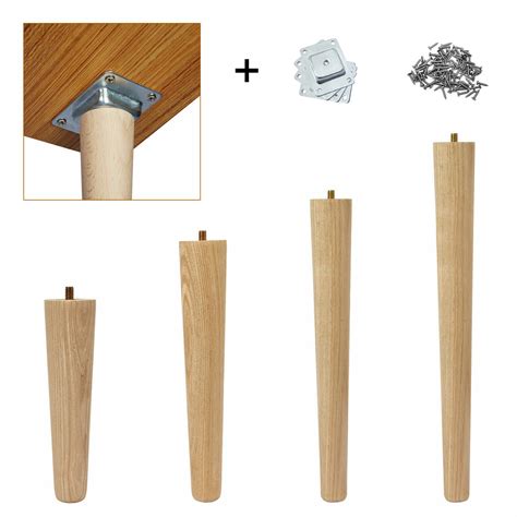 4 PCS Solid Wood Legs Beech Pine Poplar Table Legs DIY with Fixing