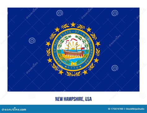 New Hampshire Flag Vector Illustration On White Background Usa State