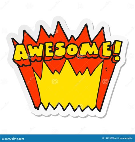 Sticker Of A Cartoon Awesome Word Stock Vector Illustration Of Funny