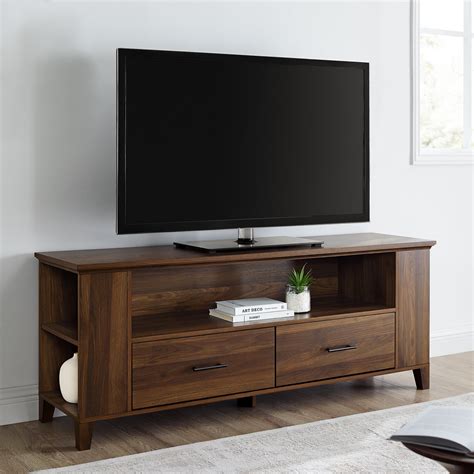 Dark Walnut Tv Stand With Adjustable Shelves For Tvs Up To 65 By Manor