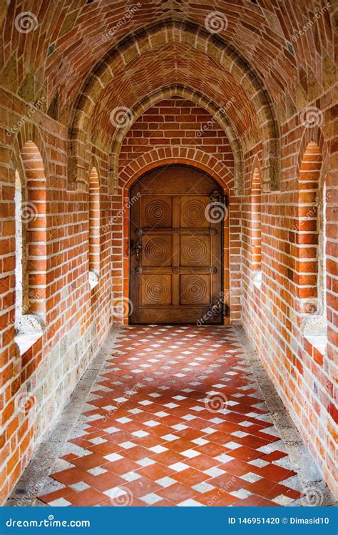 Antique Wooden Door In Interior Of Ancient Castle Stock Photo Image