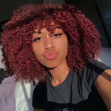 Ruby Rockin Red Dyed Curly Hair Burgundy Curly Hair Natural Hair Styles