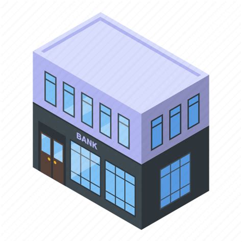 Bank Building Business Cartoon House Isometric Office Icon