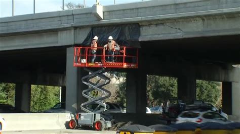 Engineers Assess Damage To Highway 101 Overpass In Palo Alto After Dump