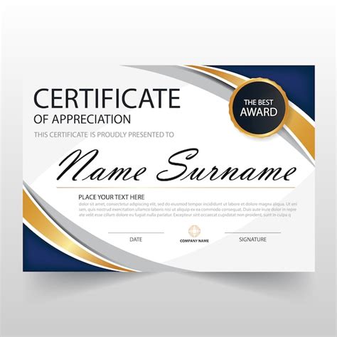 Free Vector Wavy Certificate Of Appreciation Template