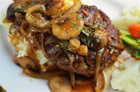 Hamburger Steaks With Mushrooms And Onions Simple Sweet And Savory