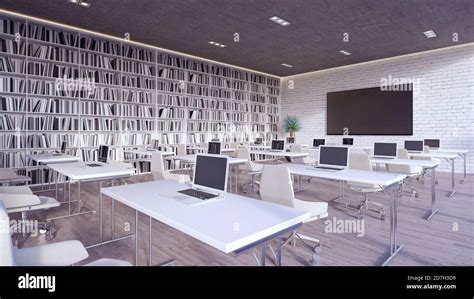 Modern Classroom Interior Design 3d Render 3d Illustration Stock Photo