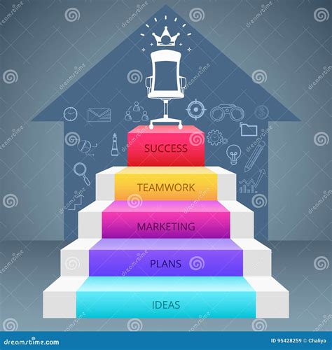 Stair Step To Trophy And Success Staircase To Success Stock Vector