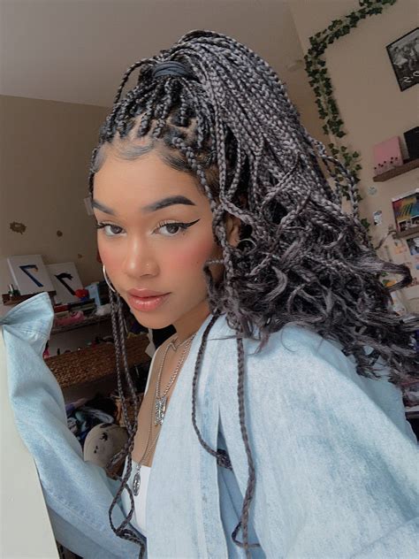 kiara ⁷ 𖤐 on twitter ︎ ω ︎… cute box braids hairstyles black girl braids braided