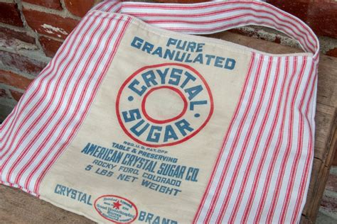 Handmade Sugar Sack Bag Crystal Sugar Flour Sack Red And Cream
