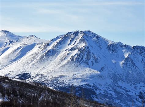 Wintry Snow Capped Peak In Alaska Stock Photo Image Of Rigid Natural