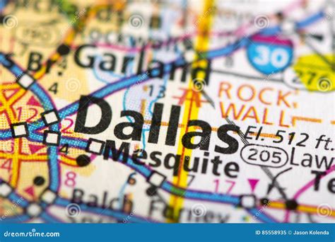 Dallas Texas On Map Stock Image Image Of City Atlas 85558935