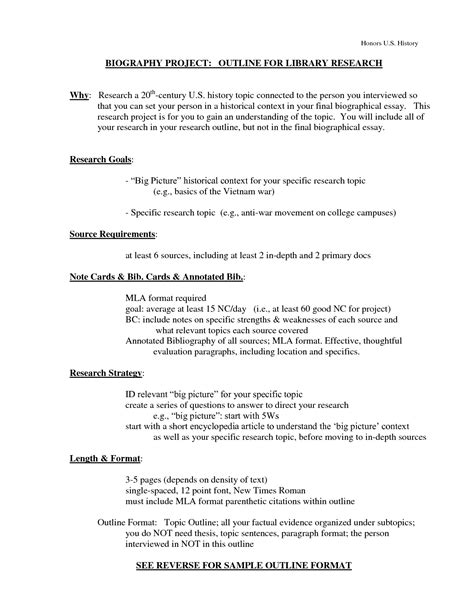 Research paper outline format template. 009 Research Paper Student Biographical Example Sample ...