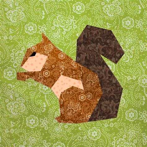 Squirrel Quilt Block Paper Pieced Quilt Pattern Pdf Pattern