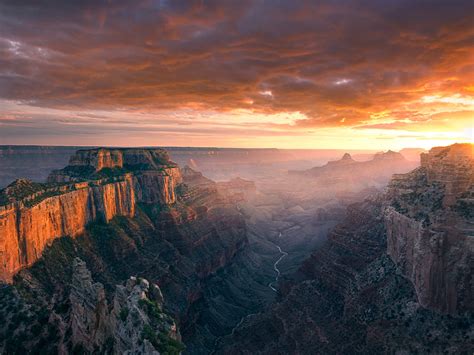 Cape Royal North Rome Of Grand Canyon Arizona Sunset Landscape