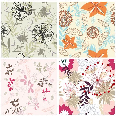 Seamless Floral Backgrounds Set — Stock Vector © Angelp 3634209